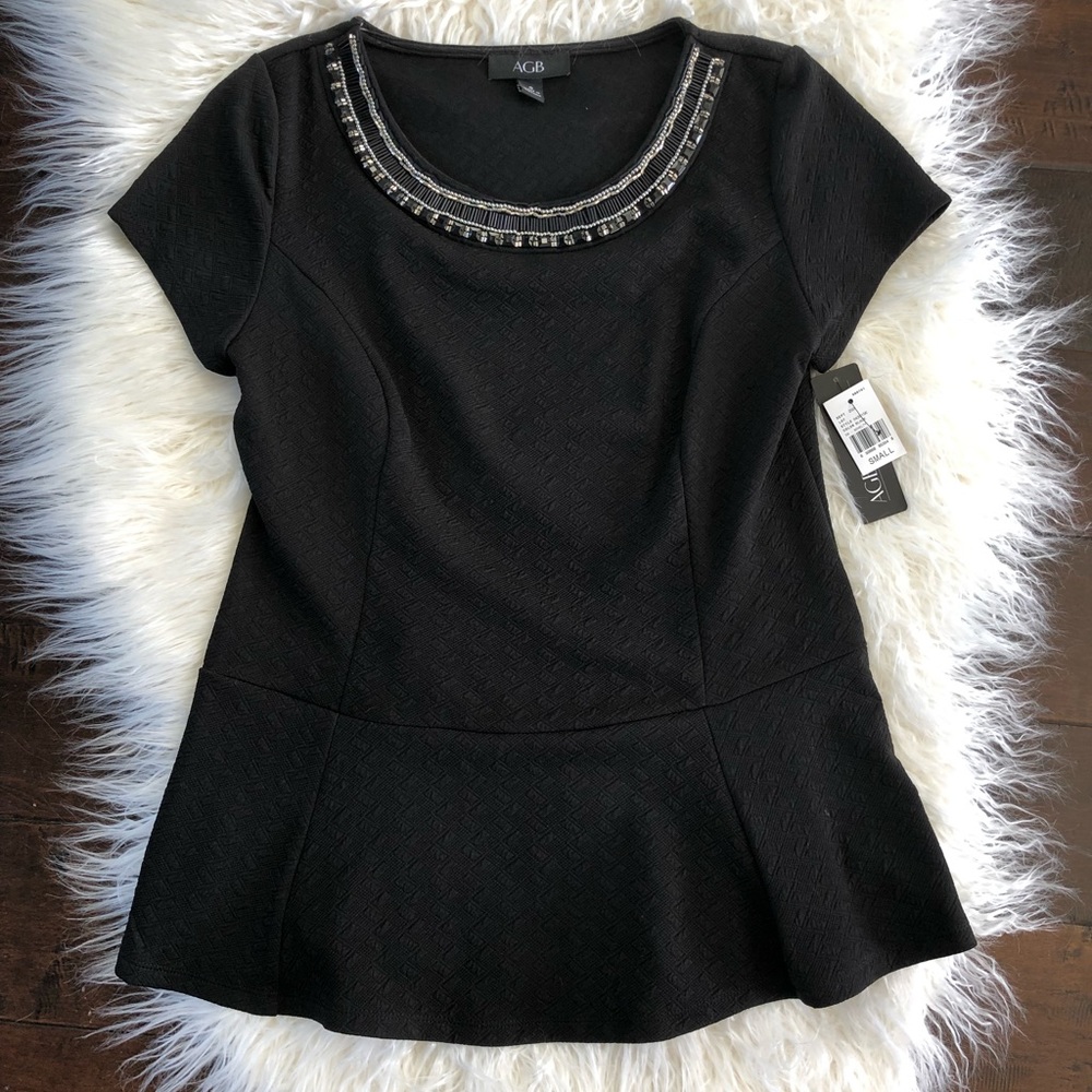 NWT Black Peplum Top